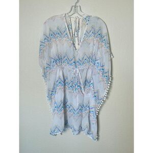 Miken Women's Swimsuit Cover Up White Aztec Large Adjustable